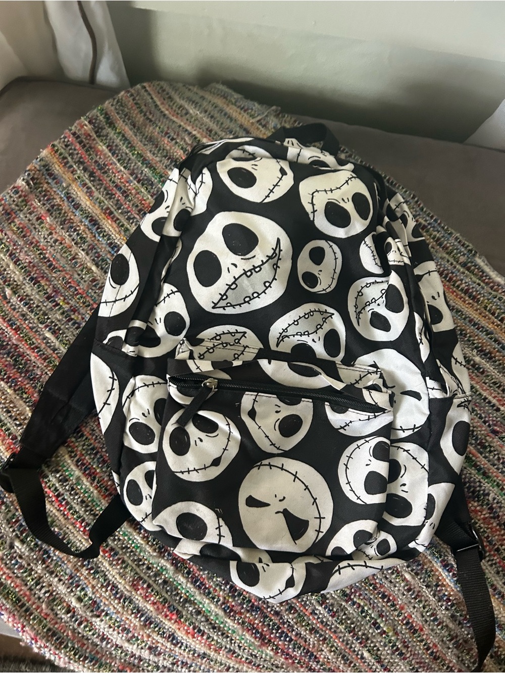 Black & White Skull Pattern Kids Backpack - Unbranded